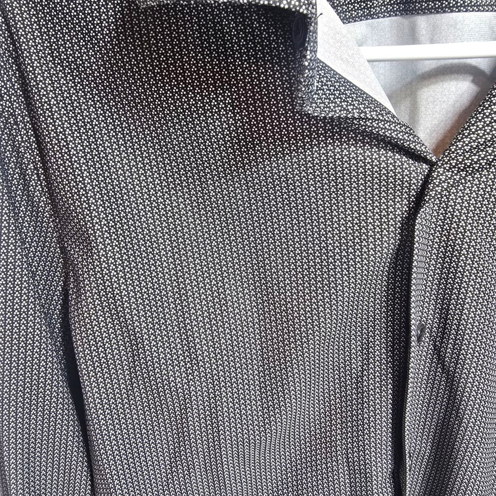 Men's DKNY Dress Shirt Neck 15.5 Black White Slim Fit - Picture 3 of 9